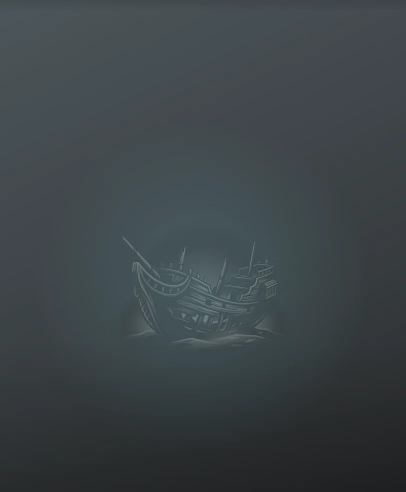 A wooden wreck resting on the seabed as the water drains away